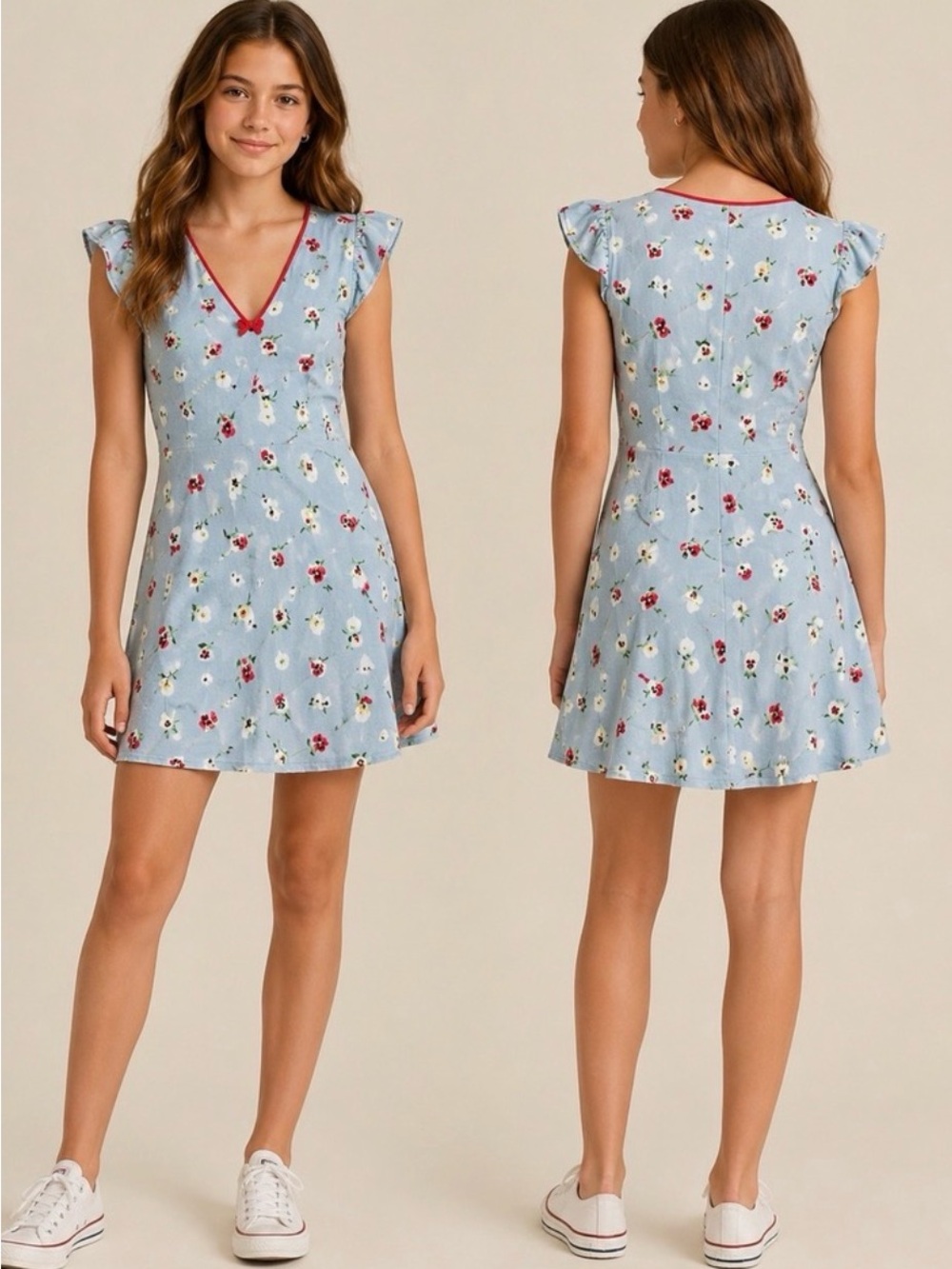 Gap x Dôen Floral Mini Dress in Blue Size Large NWT